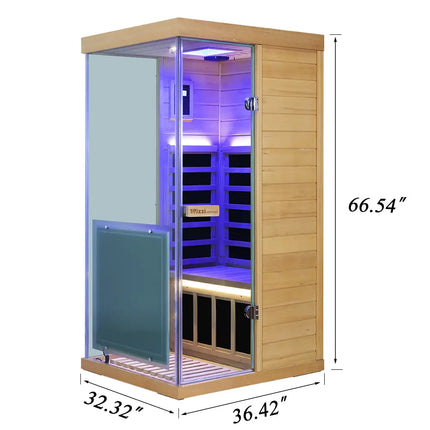 909MX Mini 1 Person Infrared Sauna with 270° Panoramic Glass