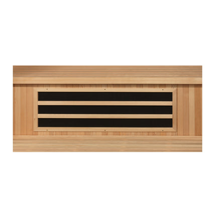 Dynamic Serena 2-person Low EMF FAR Infrared Sauna – below-bench infrared heating panel