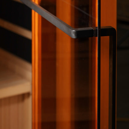 Golden Designs 3-Person Full Spectrum PureTech™ Near Zero EMF FAR Infrared Sauna with Himalayan Salt Bar – black towel bar door handle