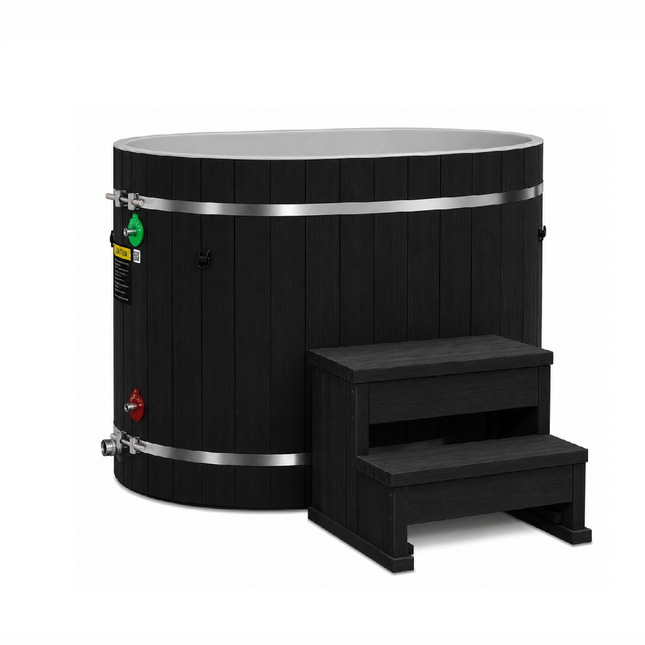 DCT Black Edition oval barrel cold plunge tub - lifestyle view