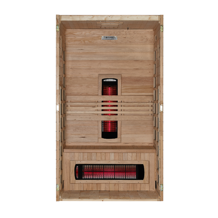 Dynamic Santorini 1-2-Person Full Spectrum Near Zero EMF FAR Infrared Sauna – interior layout view