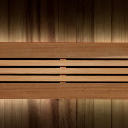 Golden Designs 2025 Updated Sundsvall Edition 2 Person Traditional Sauna - Canadian Red Cedar Interior and Pacific Premium Clear Cedar Exterior – accent chromotherapy lighting