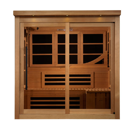 Golden Designs Monaco Limited Edition 6-person PureTech™ Near Zero EMF (Under 3MG) FAR Infrared Sauna (Canadian Hemlock)