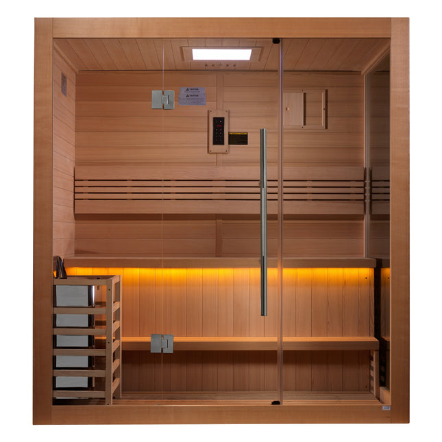 Golden Designs Forssa Edition 3 Person Indoor Traditional Sauna (GDI-7203-01) - Canadian Red Cedar Interior