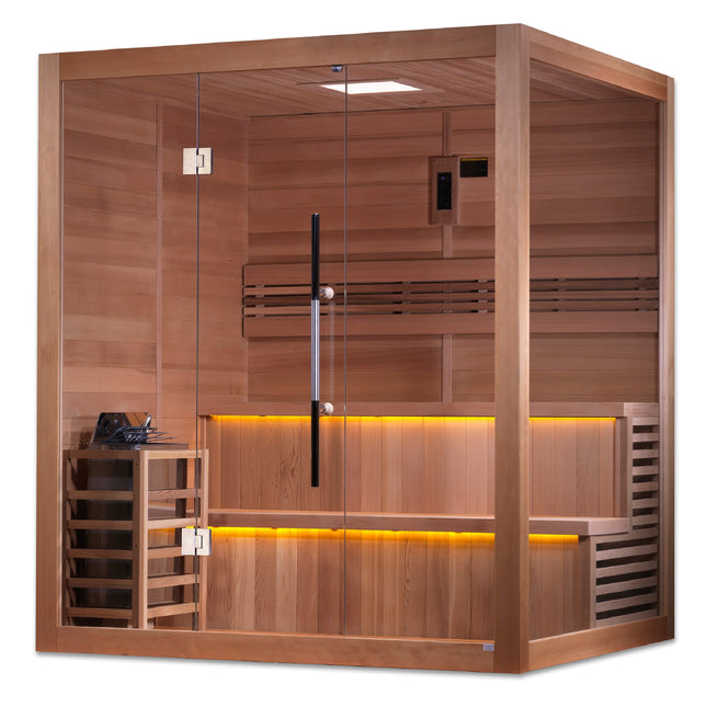Golden Designs Kuusamo Edition 6 Person Indoor Traditional Sauna (GDI-7206-01) - Canadian Red Cedar Interior