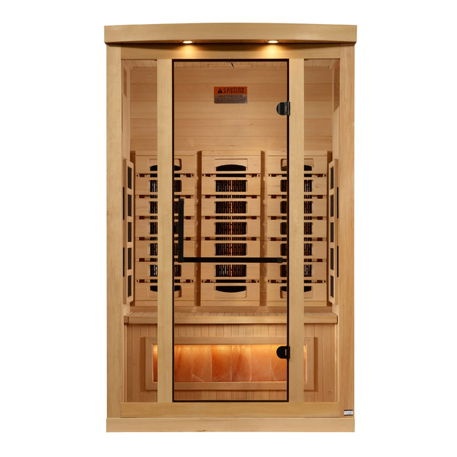 Golden Designs 2-Person Full Spectrum PureTech™ Near Zero EMF (Under 3MG) FAR Infrared Sauna with Himalayan Salt Bar (Canadian Hemlock)