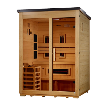 Golden Designs "Carinthia" 3-Person Hybrid Outdoor Sauna (Flat Roof)
