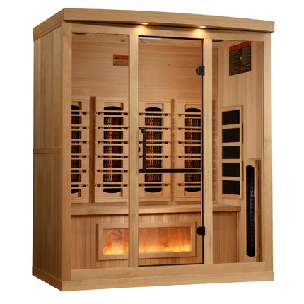 Golden Designs 4-Person Full Spectrum PureTech™ Near Zero EMF (Under 3MG) FAR Infrared Sauna with Himalayan Salt Bar (Canadian Hemlock)