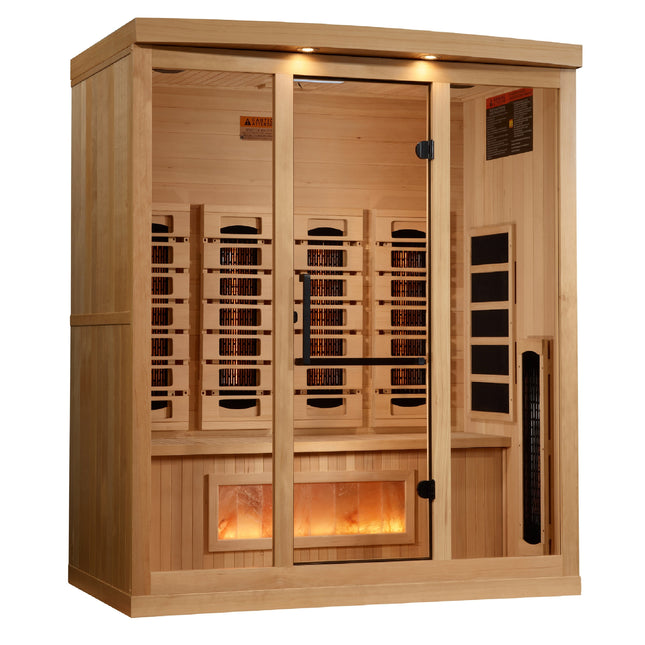 Golden Designs 4-Person Full Spectrum PureTech™ Near Zero EMF (Under 3MG) FAR Infrared Sauna with Himalayan Salt Bar (Canadian Hemlock)