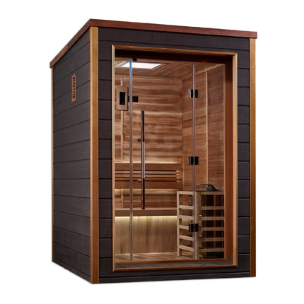Golden Designs Narvik 2 Person Outdoor Traditional Sauna (GDI-8202-01) - Canadian Red Cedar Interior
