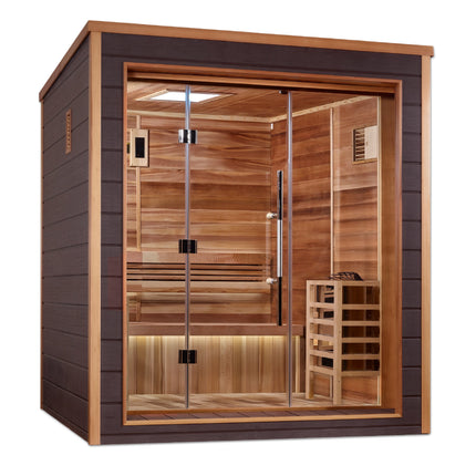 Golden Designs Drammen 3 Person Outdoor Traditional Sauna (GDI-8203-01) - Canadian Red Cedar Interior