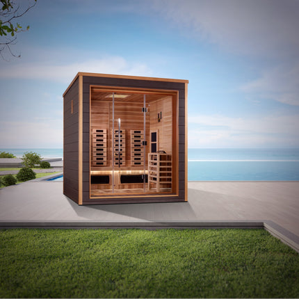 Golden Designs Visby 3 Person Hybrid Outdoor Sauna - Canadian Red Cedar Interior – photo 2