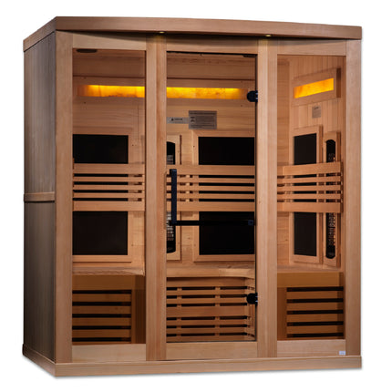 Golden Designs 6-Person Full Spectrum PureTech™ Near Zero EMF (Under 3MG) FAR Infrared Sauna with Himalayan Salt Bar (Canadian Hemlock)