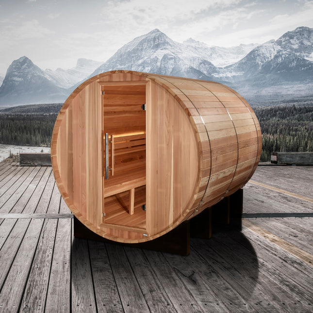 Golden Designs Klosters 6 Person Barrel Traditional Sauna - Pacific Cedar