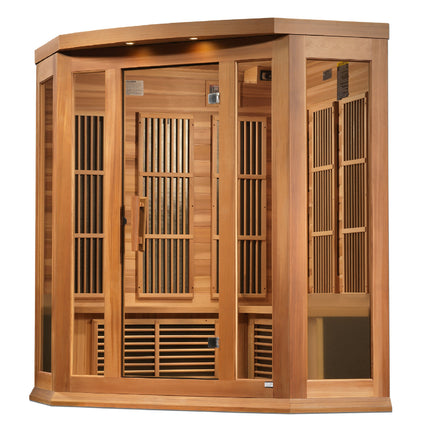 Maxxus 3-Person Corner Full Spectrum Near Zero EMF (Under 3MG) FAR Infrared Sauna (Canadian Red Cedar)