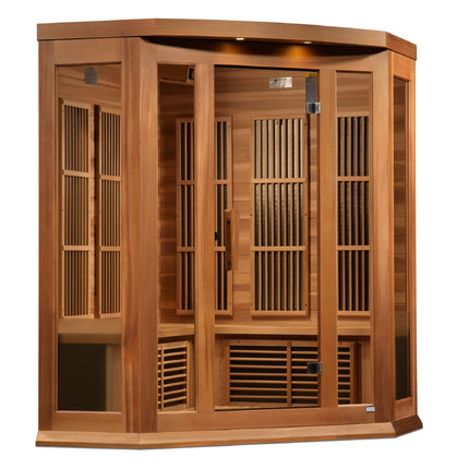 Maxxus 3-Person Corner Low EMF (Between 5-10MG) FAR Infrared Sauna (Canadian Hemlock)