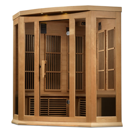 Maxxus 3-Person Corner Near Zero EMF (Under 3MG) FAR Infrared Sauna (Canadian Hemlock)