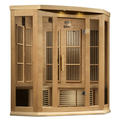 Maxxus 3-Person Corner Near Zero EMF (Under 3MG) FAR Infrared Sauna (Canadian Hemlock)