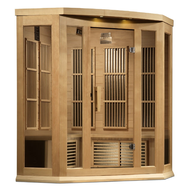 Maxxus 3-Person Corner Low EMF (Between 5-10MG) FAR Infrared Sauna (Canadian Hemlock)