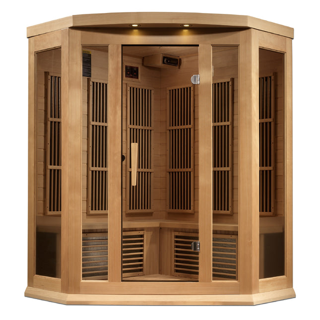 Maxxus 3-Person Corner Low EMF (Between 5-10MG) FAR Infrared Sauna (Canadian Hemlock)