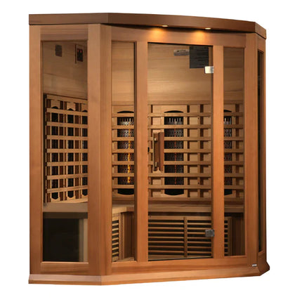 Maxxus 3-Person Corner Full Spectrum Near Zero EMF (Under 3MG) FAR Infrared Sauna (Canadian Red Cedar)