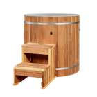 DCT Barrel cold plunge, grey plastic interior, Pacific Cedar exterior with step