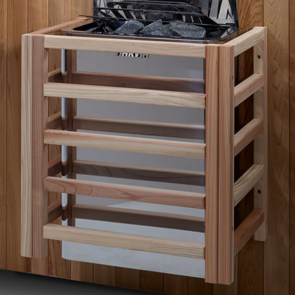 Golden Designs 2025 Updated Sundsvall Edition 2 Person Traditional Sauna - Canadian Red Cedar Interior and Pacific Premium Clear Cedar Exterior – Harvia wall-mounted sauna stove