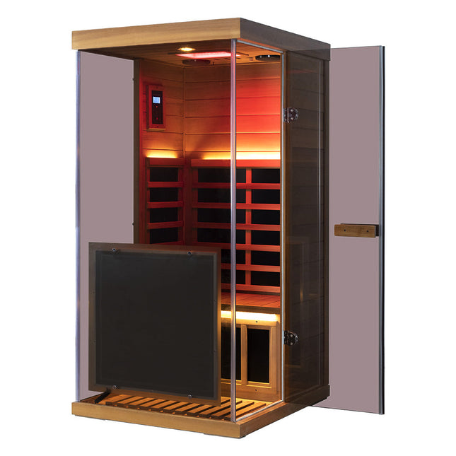 909MX Mini 1 Person Infrared Sauna with 270° Panoramic Glass