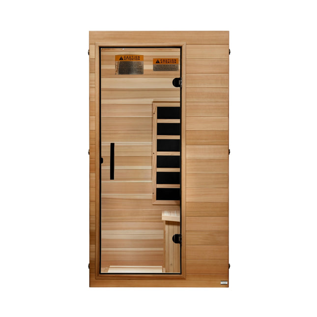 Dynamic Sicily Elite 1-Person (Compact) Ultra Low EMF FAR Infrared Sauna (Pacific Cedar) - front view