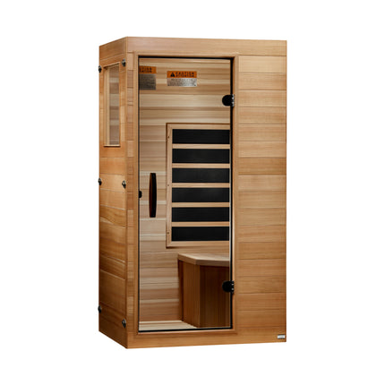 Dynamic Sicily Elite 1-Person (Compact) Ultra Low EMF FAR Infrared Sauna (Pacific Cedar) - left view