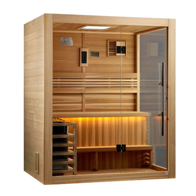 Golden Designs Hanko Edition 2 Person Indoor Traditional Sauna (GDI-7202-01) - Canadian Red Cedar Interior