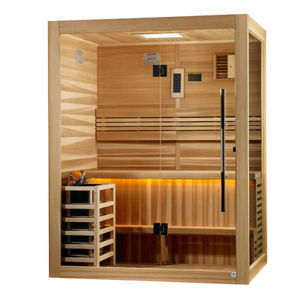 Golden Designs Hanko Edition 2 Person Indoor Traditional Sauna (GDI-7202-01) - Canadian Red Cedar Interior