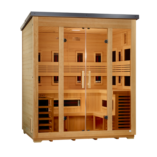 Golden Designs "Gargellen" 5-Person Hybrid Outdoor Sauna (Flat Roof)