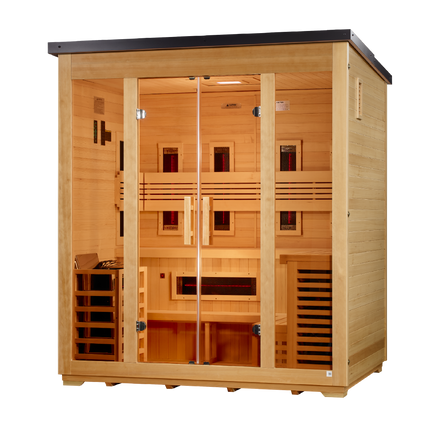 Golden Designs "Gargellen" 5-Person Hybrid Outdoor Sauna (Flat Roof)