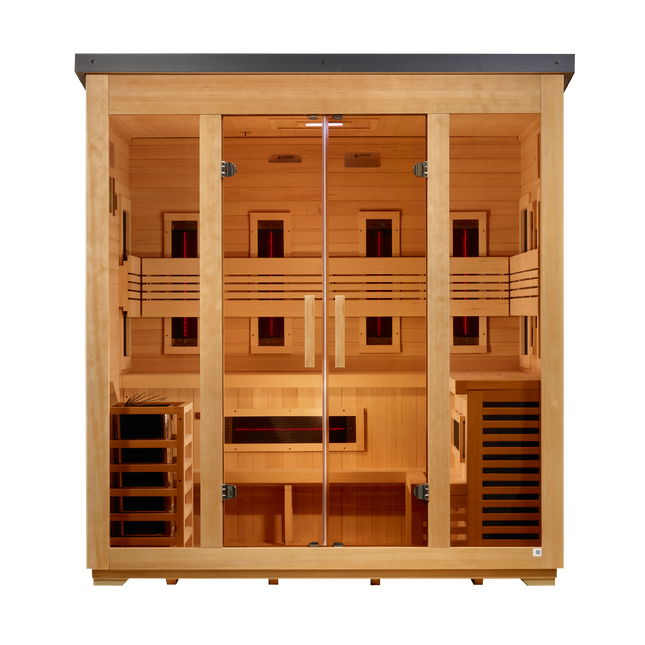 Golden Designs "Gargellen" 5-Person Hybrid Outdoor Sauna (Flat Roof)
